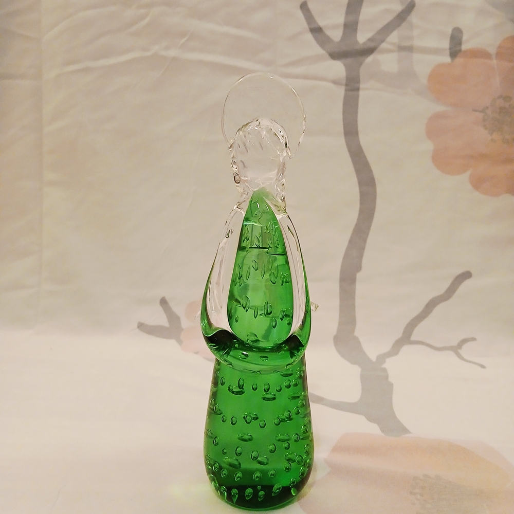 Murano Green and Clear Glass Art Sculpture